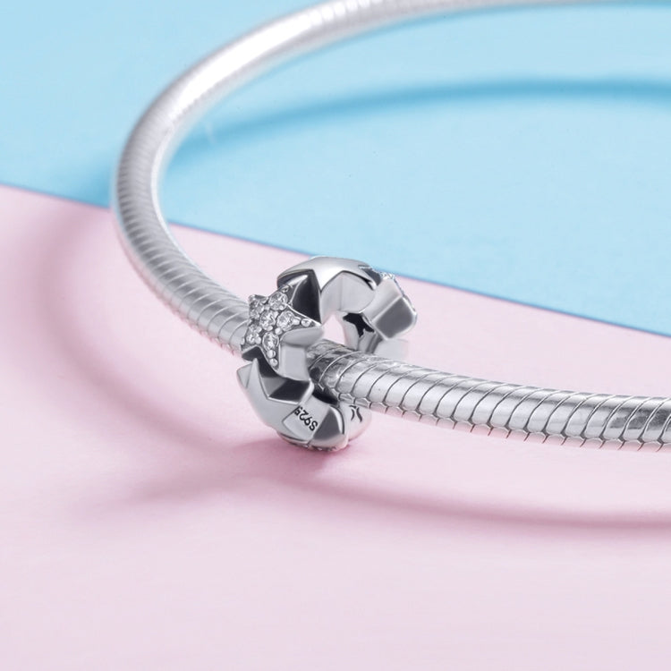 Ciondolo braccialetto collana con zirconi intarsiati con perline piccole stelle in argento sterling S925
