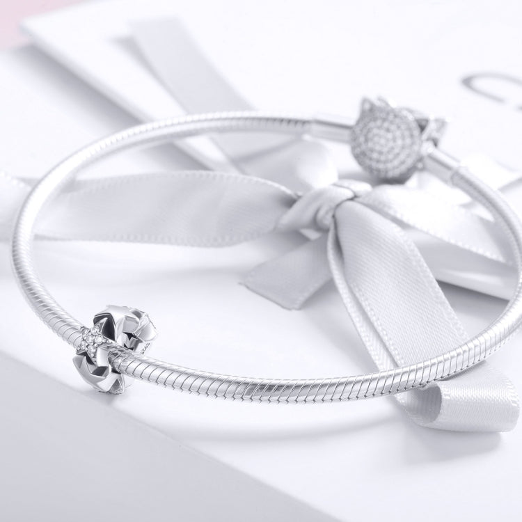 Ciondolo braccialetto collana con zirconi intarsiati con perline piccole stelle in argento sterling S925