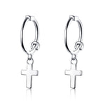 Orecchini a croce Orecchini in argento sterling placcato platino S925 Orecchini semplici da donna per uomo, SCE547
