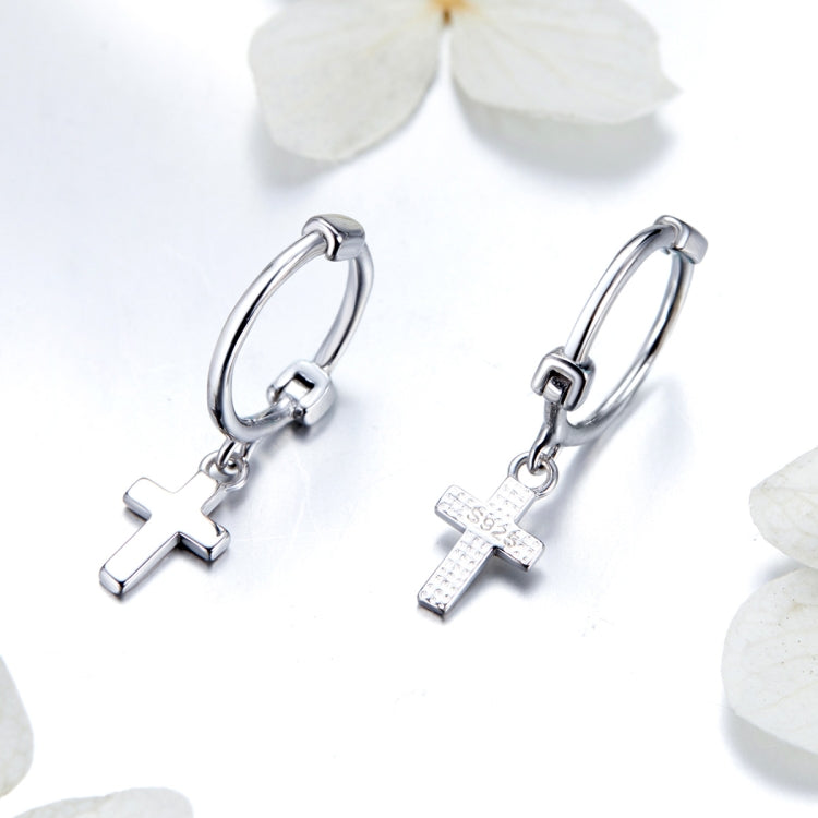 Orecchini a croce Orecchini in argento sterling placcato platino S925 Orecchini semplici da donna per uomo, SCE547