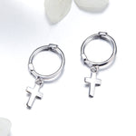 Orecchini a croce Orecchini in argento sterling placcato platino S925 Orecchini semplici da donna per uomo, SCE547