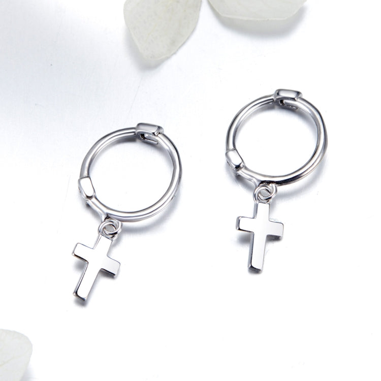 Orecchini a croce Orecchini in argento sterling placcato platino S925 Orecchini semplici da donna per uomo, SCE547