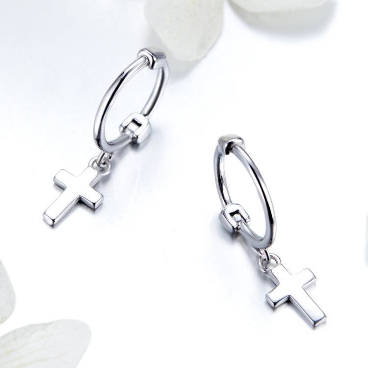 Orecchini a croce Orecchini in argento sterling placcato platino S925 Orecchini semplici da donna per uomo, SCE547