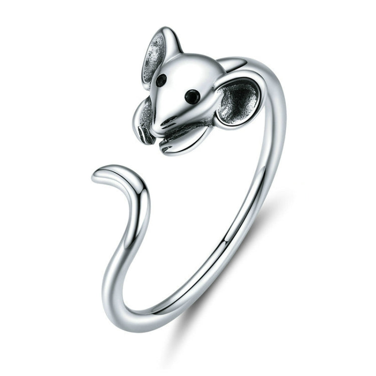 Anello aperto in argento sterling S925 Anello con ratto zodiacale di Capodanno, SCR632