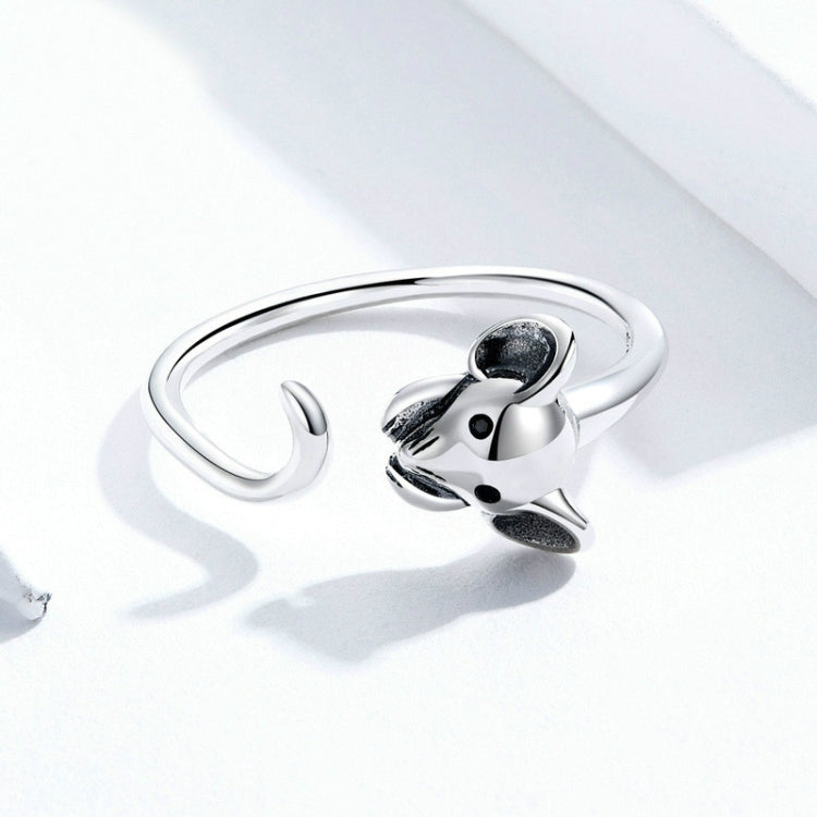 Anello aperto in argento sterling S925 Anello con ratto zodiacale di Capodanno, SCR632