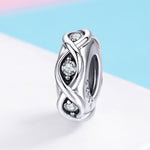 Perline sciolte del braccialetto fai da te con perline di zirconi in argento sterling S925, SCC1153