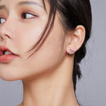 Orecchini arcobaleno in argento sterling S925 con zirconi a forma di cuore Accessori per ragazze, SCE891