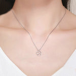 Collana da donna in argento sterling S925 con simpatico gatto con collana in argento semplice intarsiato con zirconi, SCN188