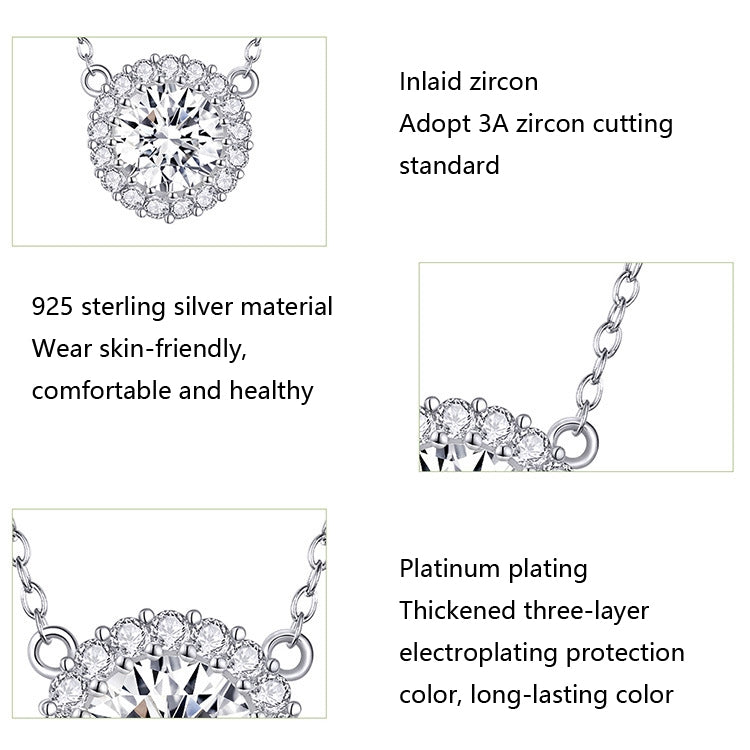Collana con zirconi placcati in platino Collana semplice da donna in argento sterling S925, SCN345