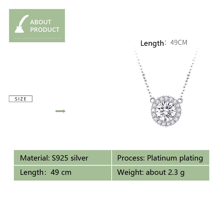 Collana con zirconi placcati in platino Collana semplice da donna in argento sterling S925, SCN345