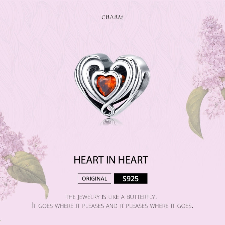 Accessori per bracciale fai da te con perline sciolte in argento sterling a forma di cuore S925, SCC1472