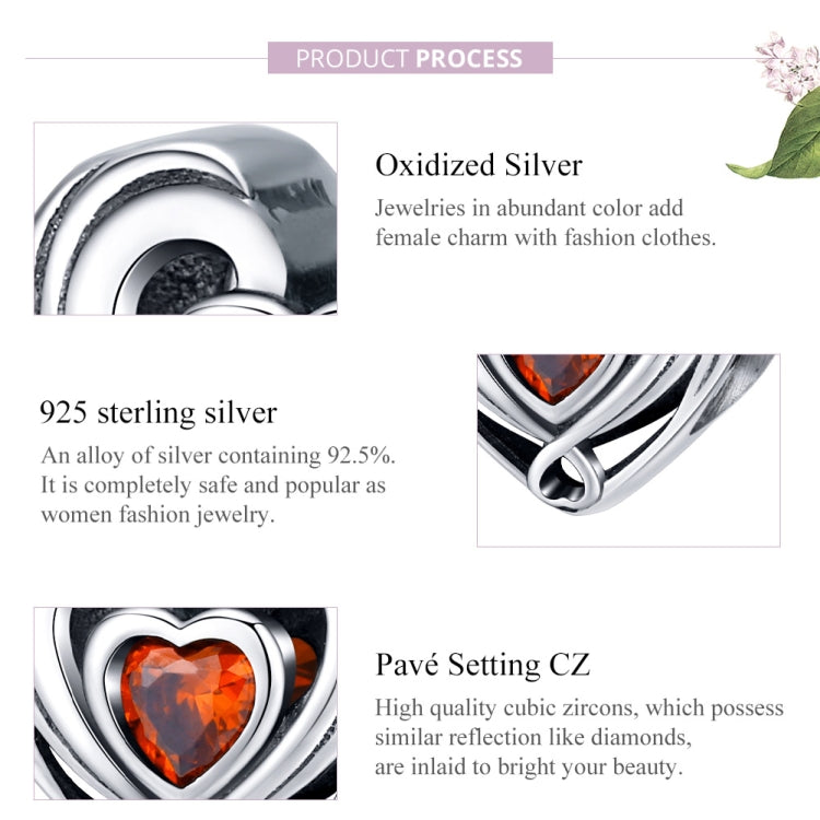 Accessori per bracciale fai da te con perline sciolte in argento sterling a forma di cuore S925, SCC1472