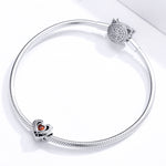 Accessori per bracciale fai da te con perline sciolte in argento sterling a forma di cuore S925, SCC1472