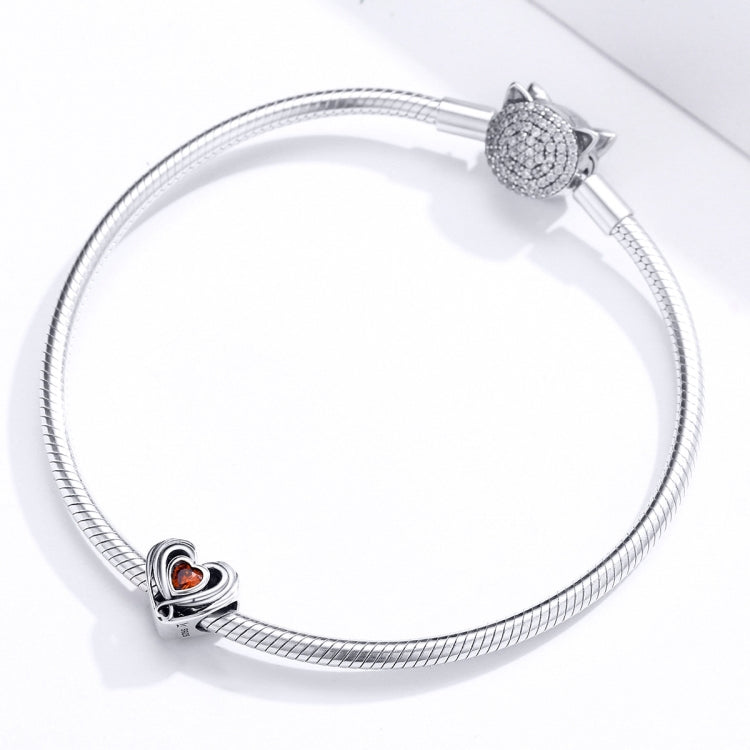 Accessori per bracciale fai da te con perline sciolte in argento sterling a forma di cuore S925, SCC1472