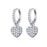 Orecchini a forma di cuore Orecchini con zirconi Orecchini a bottone in argento sterling S925, SCE821