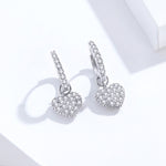 Orecchini a forma di cuore Orecchini con zirconi Orecchini a bottone in argento sterling S925, SCE821