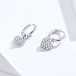 Orecchini a forma di cuore Orecchini con zirconi Orecchini a bottone in argento sterling S925, SCE821