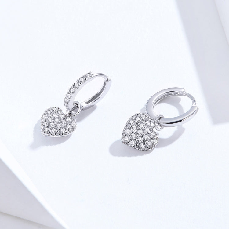 Orecchini a forma di cuore Orecchini con zirconi Orecchini a bottone in argento sterling S925, SCE821