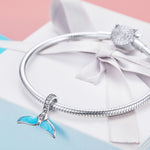 Collana con ciondolo a coda di pesce oceano in argento sterling S925 Accessori fai da te, SCC1067