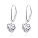 Orecchini a bottone in argento sterling S925 Orecchini a forma di cuore cavo Orecchini semplici placcati in platino, SCE746