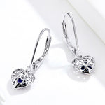 Orecchini a bottone in argento sterling S925 Orecchini a forma di cuore cavo Orecchini semplici placcati in platino, SCE746