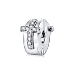 Accessori in rilievo di personalità fai da te in argento sterling S925 Perline in argento con fibbia di posizionamento incrociato