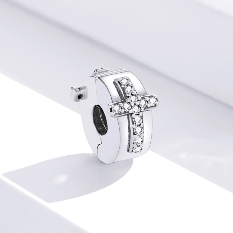 Accessori in rilievo di personalità fai da te in argento sterling S925 Perline in argento con fibbia di posizionamento incrociato