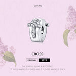 Accessori in rilievo di personalità fai da te in argento sterling S925 Perline in argento con fibbia di posizionamento incrociato