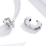 Accessori in rilievo di personalità fai da te in argento sterling S925 Perline in argento con fibbia di posizionamento incrociato