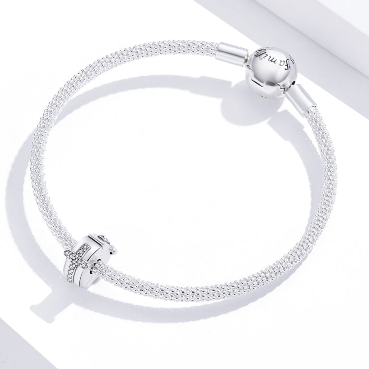 Accessori in rilievo di personalità fai da te in argento sterling S925 Perline in argento con fibbia di posizionamento incrociato