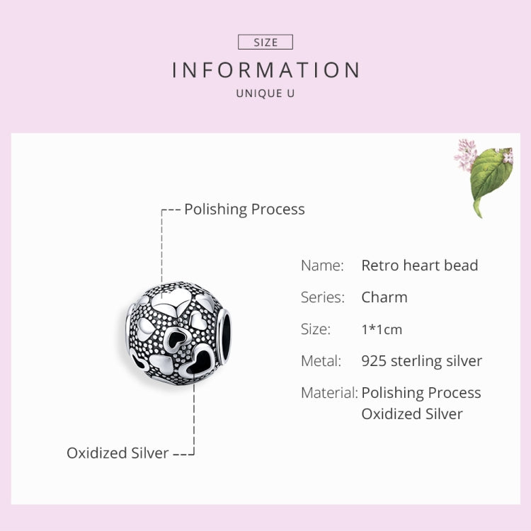 Accessori per gioielli braccialetto fai da te con perline rotonde in argento sterling S925 con perline vintage amore