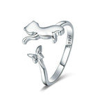 Anello in argento sterling S925 per compagni di gatti, SCR443