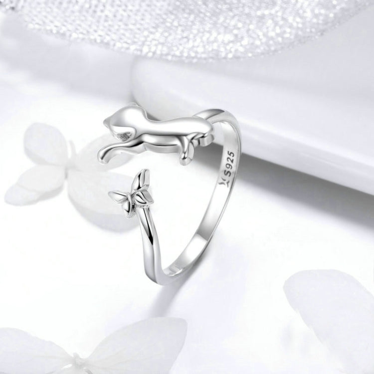 Anello in argento sterling S925 per compagni di gatti, SCR443
