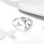 Anello in argento sterling S925 per compagni di gatti, SCR443
