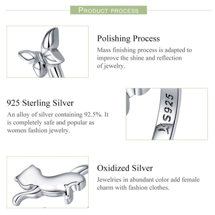 Anello in argento sterling S925 per compagni di gatti, SCR443