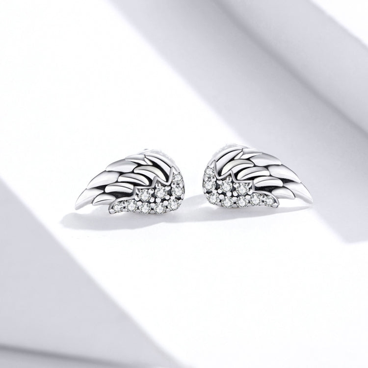 Orecchini di personalità con orecchini a forma di ali in argento sterling S925, SCE882