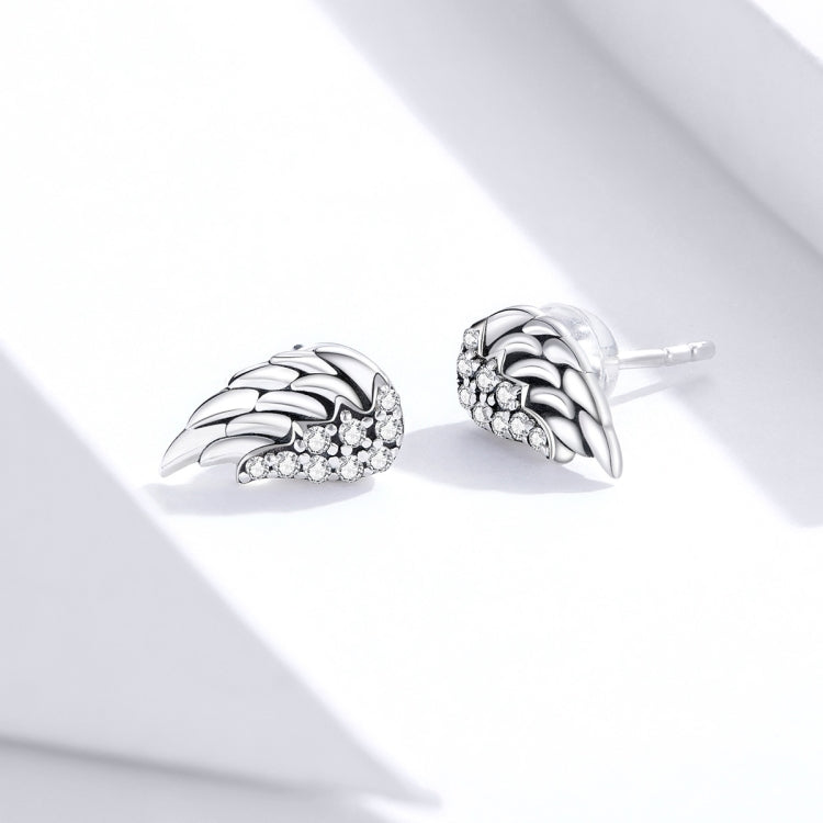 Orecchini di personalità con orecchini a forma di ali in argento sterling S925, SCE882