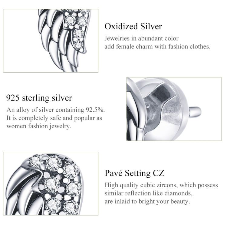 Orecchini di personalità con orecchini a forma di ali in argento sterling S925, SCE882