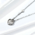 Collana con serratura a cuore placcata in platino in argento sterling S925 per ragazze, gioielli con chiave in zircone intarsiato bianco, SCN315