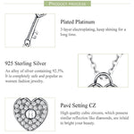 Collana con serratura a cuore placcata in platino in argento sterling S925 per ragazze, gioielli con chiave in zircone intarsiato bianco, SCN315