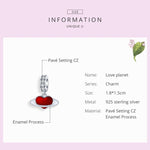 Accessori per gioielli braccialetto fai da te con ciondolo in argento sterling S925 rosso amore pianeta