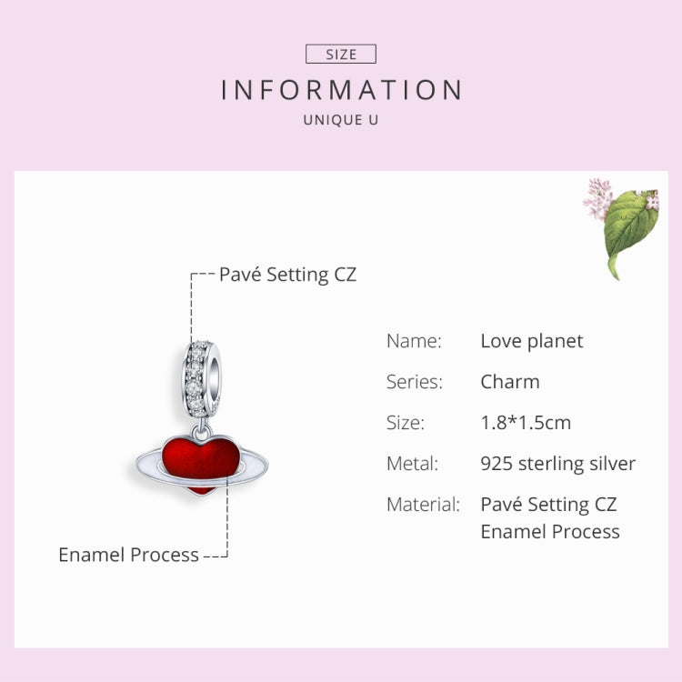 Accessori per gioielli braccialetto fai da te con ciondolo in argento sterling S925 rosso amore pianeta