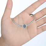 Perline in argento sterling S925 con personalità intarsiata di occhi azzurri, accessori per bracciale rotondi