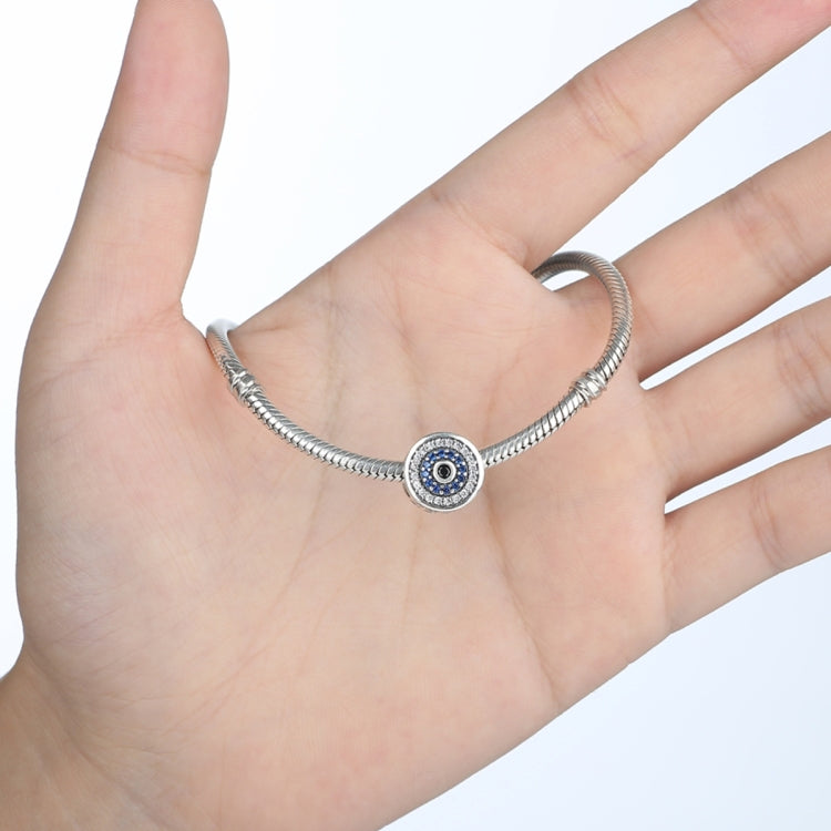 Perline in argento sterling S925 con personalità intarsiata di occhi azzurri, accessori per bracciale rotondi