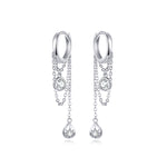 Orecchini in argento sterling Orecchini lunghi con nappa in zirconi S925 Orecchini per ragazza, SCE638