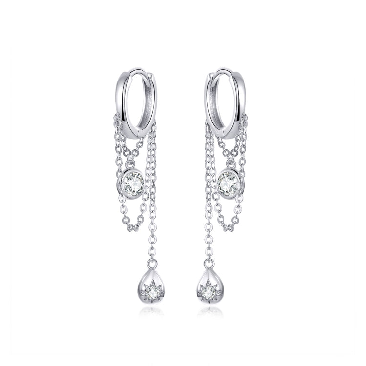Orecchini in argento sterling Orecchini lunghi con nappa in zirconi S925 Orecchini per ragazza, SCE638
