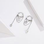 Orecchini in argento sterling Orecchini lunghi con nappa in zirconi S925 Orecchini per ragazza, SCE638