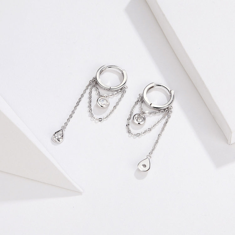Orecchini in argento sterling Orecchini lunghi con nappa in zirconi S925 Orecchini per ragazza, SCE638