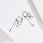Orecchini in argento sterling Orecchini lunghi con nappa in zirconi S925 Orecchini per ragazza, SCE638