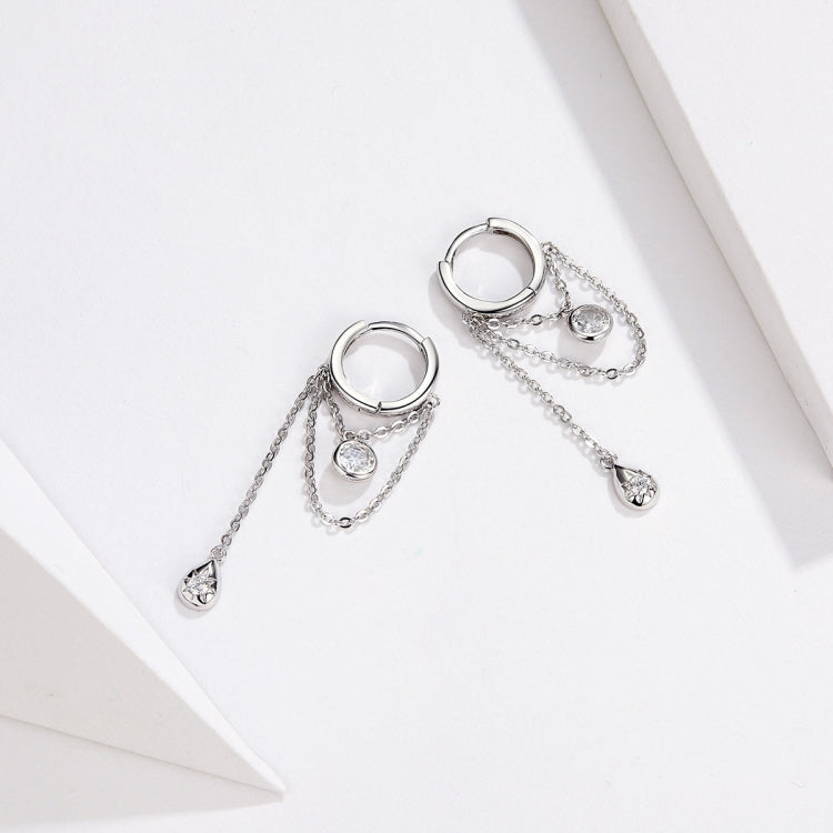 Orecchini in argento sterling Orecchini lunghi con nappa in zirconi S925 Orecchini per ragazza, SCE638